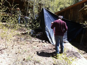 Colton, one of the 2012 wranglers, and crew helping to lay new sidewalk concrete.