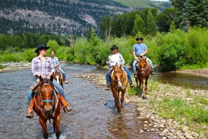 Three generations crossing Elk Creek